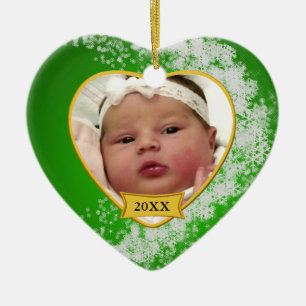 Snowy Green Baby's eerste kerstcadeautje Keramisch Ornament