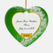 Snowy Green Baby's eerste kerstcadeautje Keramisch Ornament (Achterkant)