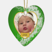 Snowy Green Baby's eerste kerstcadeautje Keramisch Ornament (Links)