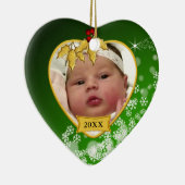 Snowy Green New Baby Foto Kerstmis Keramisch Ornament (Rechts)