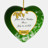 Snowy Green New Baby Foto Kerstmis Keramisch Ornament (Achterkant)