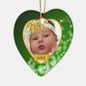 Snowy Green New Baby Foto Kerstmis Keramisch Ornament (Links)