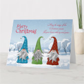 Snowy Green Red Blue Gnome of Kerstmis Kaart (Voorkant)
