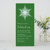 Snowy Green Snowflake Invitation Kaart (Staand voorkant)