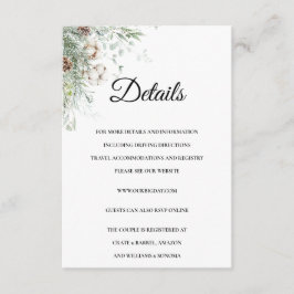 Snowy Greenery floral Enclosure Card Details Informatiekaartje