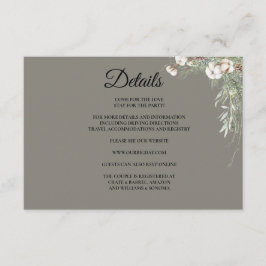 Snowy Greenery Florals Enclosure Card Details Informatiekaartje