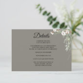 Snowy Greenery Florals Enclosure Card Details Informatiekaartje (Staand voorkant)