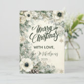 Snowy Greenery Rustic Christmas Feestdagenkaart (Staand voorkant)