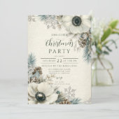 Snowy Greenery Rustic Christmas Kaart (Staand voorkant)