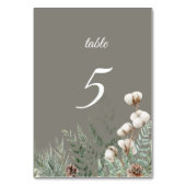 Snowy Greenery Table Number Card Kaart (Achterkant)
