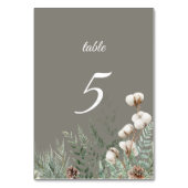 Snowy Greenery Table Number Card Kaart (Voorkant)