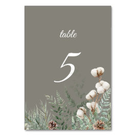 Snowy Greenery Table Number Card Kaart