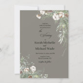 Snowy Greenery Wedding Invitation Kaart (Voorkant)