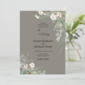 Snowy Greenery Wedding Invitation Kaart (Staand voorkant)