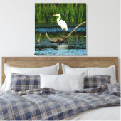 Snowy Gret op Log Canvas Print (Insitu (Slaapkamer))