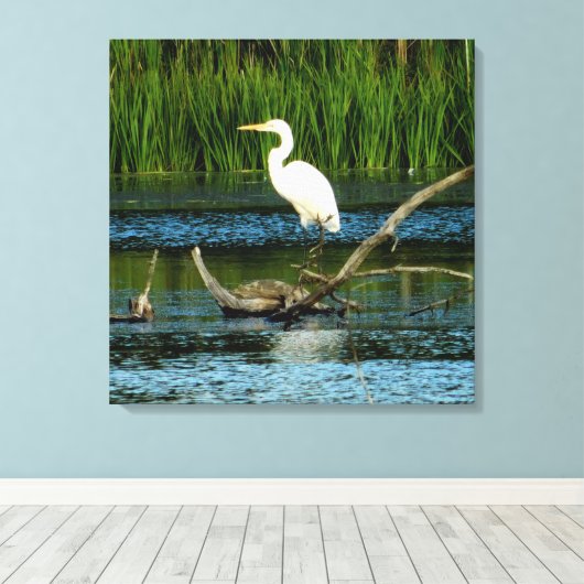 Snowy Gret op Log Canvas Print (Insitu (Houten vloer))