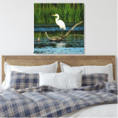 Snowy Gret op Log Canvas Print (Insitu (Slaapkamer))