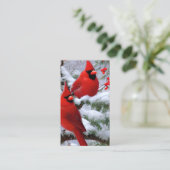 Snowy grillige kerst kardinaal visitekaartje (Staand voorkant)