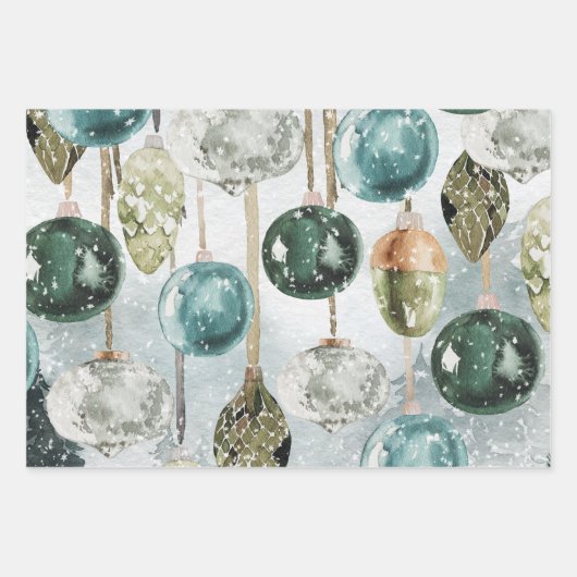 Snowy  Hanging Green Glass Ornamenten Inpakpapier Vel (Voorkant 2)