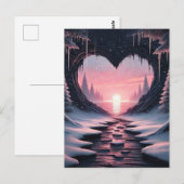 Snowy Heart Valentijn Briefkaart (Voorkant / Achterkant)