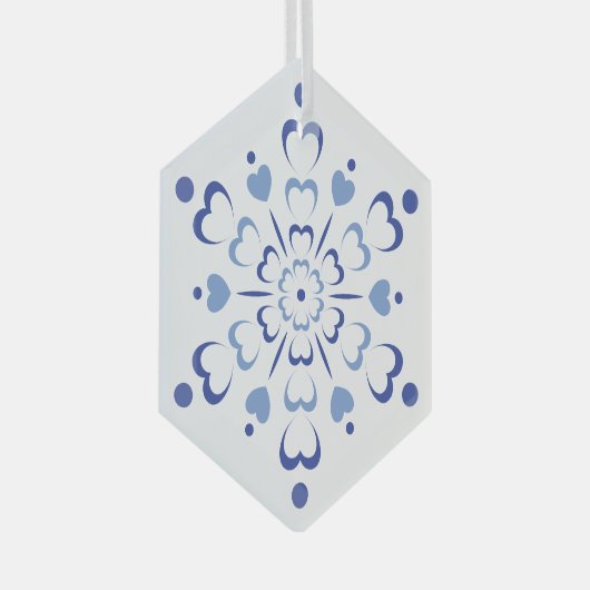 Snowy Heartburst Glas Ornament (Voorkant Rechts)