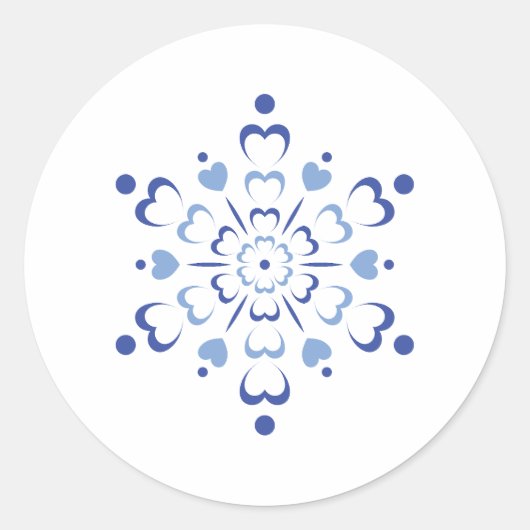 Snowy Heartburst Ronde Sticker (Voorkant)