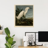 Snowy Heron of White Egret Poster (Thuiskantoor)