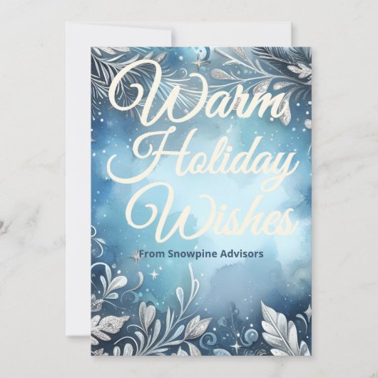 Snowy Holiday Card | Custom Company Message Feestdagenkaart (Voorkant)