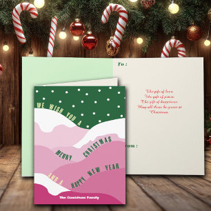 Snowy Holiday Greetings Pas de familienaam aan Kaart