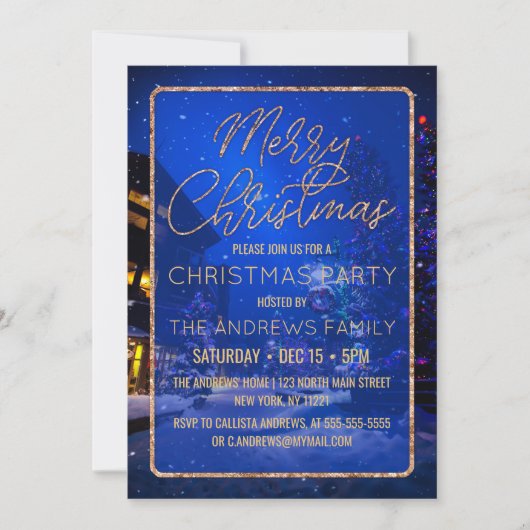 Snowy Holiday Lights - kerstfeest Kaart (Voorkant)