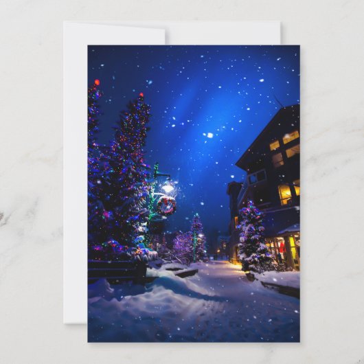 Snowy Holiday Lights - kerstfeest Kaart (Achterkant)