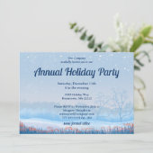 Snowy Holiday Party Invitation Kaart (Staand voorkant)