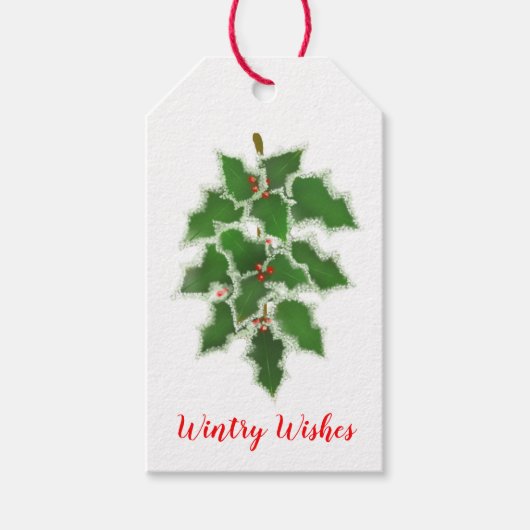 Snowy Holly Gift Labels Cadeaulabel (Voorkant)