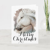 Snowy Horse Christmas Kaart (Voorkant)