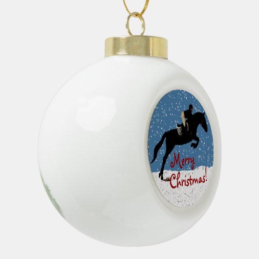Snowy Horse Jumper's Kerstmis Keramische Bal Ornament (Links)
