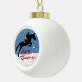 Snowy Horse Jumper's Kerstmis Keramische Bal Ornament (Rechts)