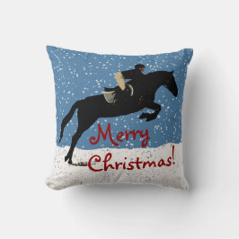Snowy Horse Jumping Kerstmis Kussen