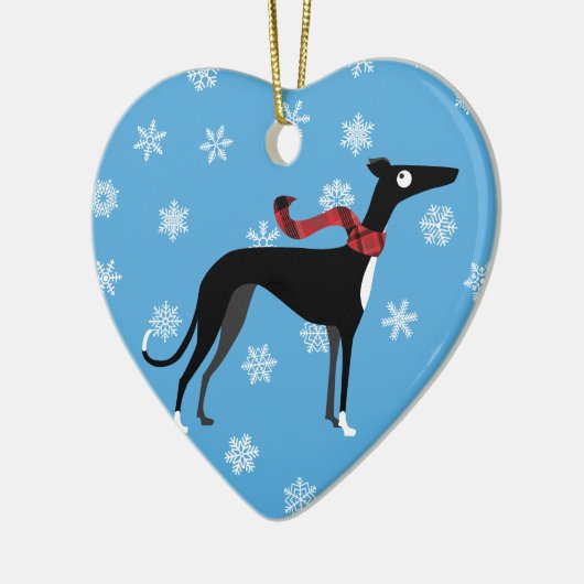 Snowy Hound Keramisch Ornament (Links)