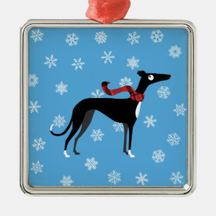 Snowy Hound Metalen Ornament