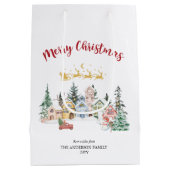 Snowy House Christmas | Aangepaste familievakantie Medium Cadeauzakje (Achterkant)
