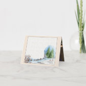 Snowy House Gevouwen Wenskaart Kaart (Achterkant)