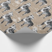 Snowy Howling Winter Wolf Kraft Paper Wrapping Cadeaupapier (Hoek)