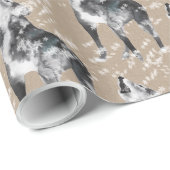 Snowy Howling Winter Wolf Kraft Paper Wrapping Cadeaupapier (Rol Hoek)