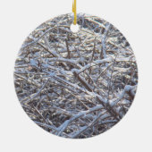 Snowy Ice Branches in Winter Keramisch Ornament (Achterkant)
