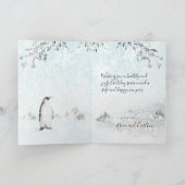 Snowy Icy Arctic Penguin Waterverf Holiday Feestdagen Kaart (Binnen)