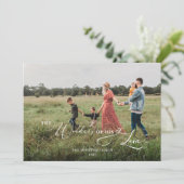 Snowy Joy aan de World Blue Photo met kerstmis Feestdagenkaart (Staand voorkant)