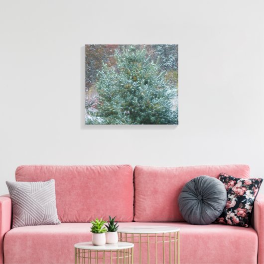 Snowy kerstboom canvas afdruk (Insitu (Woonkamer))