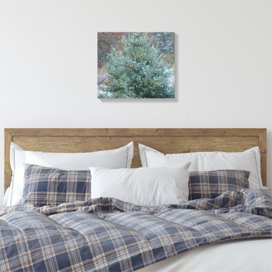Snowy kerstboom canvas afdruk (Insitu (Slaapkamer))