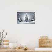 Snowy Kerstboom Digitale Kerstmis Wall Art Poster (Keuken)
