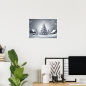 Snowy Kerstboom Digitale Kerstmis Wall Art Poster (Thuiskantoor)